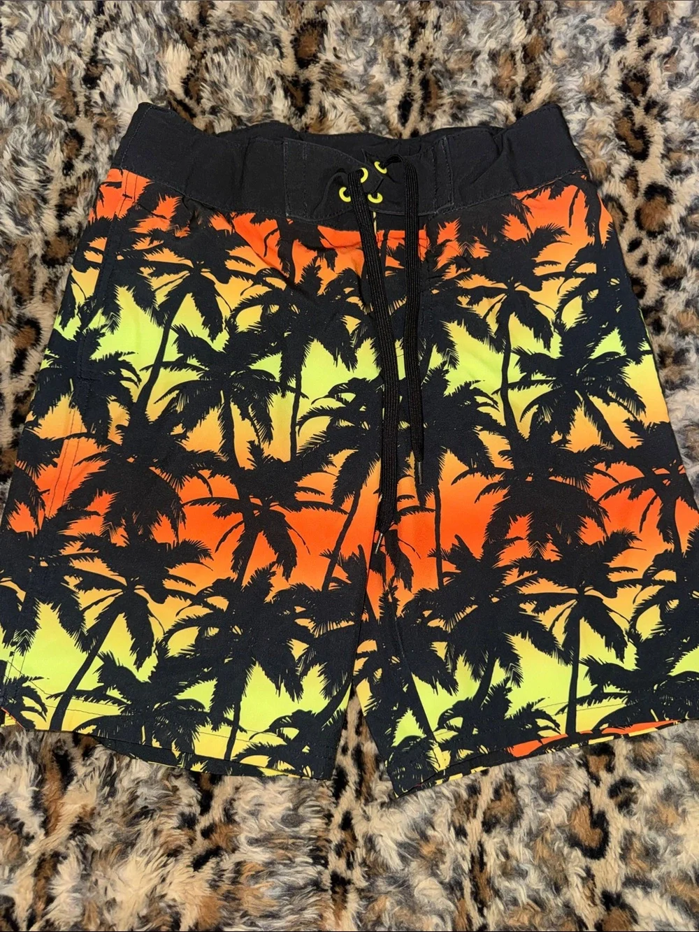 Cat & Jack Boys' Dual-Pair Palm-Print Swim Trunks - Navy & Sunset